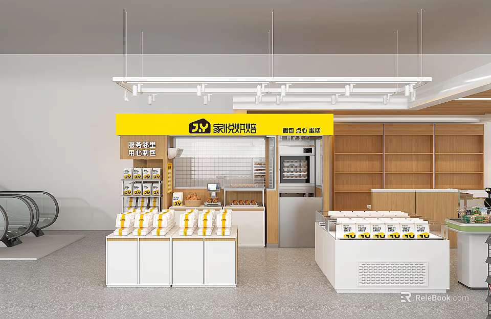 Rongji Dessert Shop Interior With New Products Display Counters And Dessert Shelves 3d model