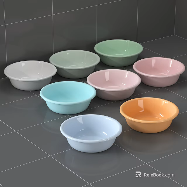 Colorful Assorted Household Bowls In Pastel Shades For Daily Use 3d model 