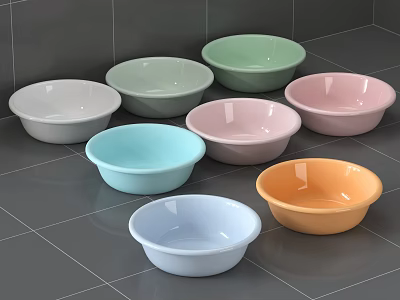 Colorful Assorted Household Bowls In Pastel Shades For Daily Use 3d model