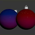 Sparkling Red and Blue Christmas Ornaments with Shiny Surface and Reflection