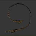 Antique Black Leather Accessory With Gold Metal Clasps And Orange Suede Lining