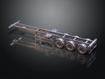 Metal Trailer Chassis With Multiple Wheels And Sturdy Industrial Structure 3d model