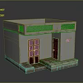 Simple Rural House With White Walls Brown Doors Grilled Door Detail And Perforated Balcony Railing