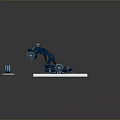 Blue Mechanical Robot Game Movie Character With Multiple Components And Circular Part On White Platform
