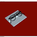 Modern Rectangular Glasses Neatly Placed On Blue Lined Notebook Against Red Background