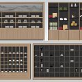 Modern Wooden Display Shelves with Grid Design and Multiple Tiers for Organized Product