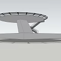 Circular Platform Design With Central H Symbol Ring Pattern And Attached Staircase 3d model