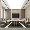 Modern Conference Room Interior With Long Table Large Screen And Comfortable Chairs 3d model