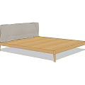 Modern Double Bed With Wooden Frame And Gray Upholstered Headboard 3d model