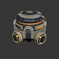 Advanced Mechanical Device With Circular Structure Camera Lens And Yellow Accents