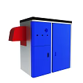 Blue And White Cabinet With Black Top And Storage Compartments 3d model