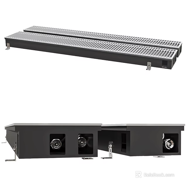 Black Rack Mount Cable Tray With Grille Design And Port Openings 3d model