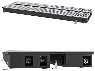 Black Rack Mount Cable Tray With Grille Design And Port Openings 3d model