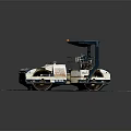Heavy Duty Road Roller On Blue Construction Surface