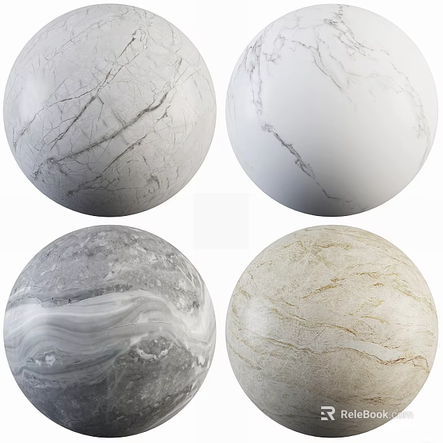 Marble Sphere Components with Various Natural Textures and Color Patterns 3d model 
