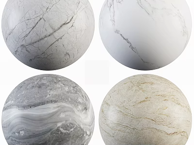 Marble Sphere Components with Various Natural Textures and Color Patterns 3d model