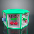Green Hexagonal Box With Transparent Panels Never Give Up Text Red Cherries Dreams Find A Way And Cartoon Characters