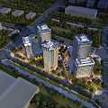 Aerial View Planning Of Modern Urban District With Tall Buildings Greenery And Roads