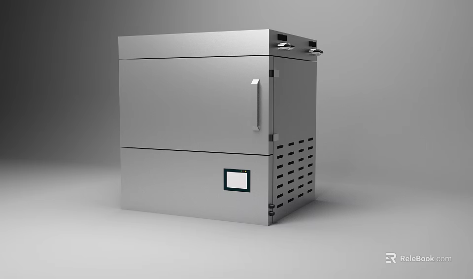 Durable Stainless Steel Kitchen Appliance With Handle Digital Display And Ventilation Vents 3d model 