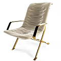 Elegant Modern Leisure Chair With Beige Upholstered Seat And Gold Metal Frame