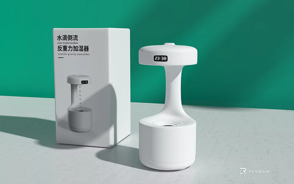 White Anti Gravity Humidifier With Water Drop Wave Design For Daily Use 3d model 