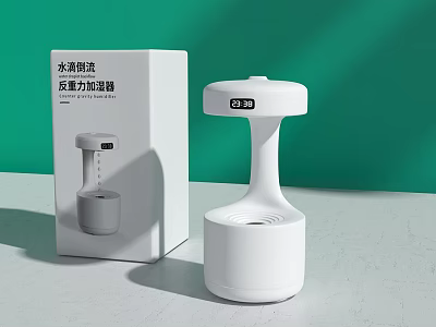 White Anti Gravity Humidifier With Water Drop Wave Design For Daily Use 3d model