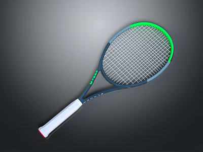 Modern Tennis Racket With Green Frame White Handle And Lightweight Design For Sports Training 3d model
