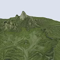Natural Garden Landscape With Green Meadow Winding Path Mountain Peak And Rolling Hills