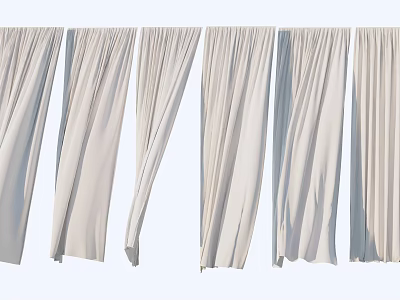 White Curtains with Multiple Styles Drapery and Pleats for Interior Design 3d model