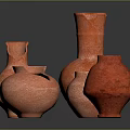 Red Handcrafted Ceramic Tea Set With Various Shapes And Rustic Design Collection 3d model