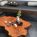 New Chinese-style double sofa 3d model