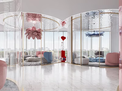 Elegant Luxury Beauty and Hair Salon Interior with Modern Design and Stylish Seating 3d model