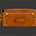 Orange Vintage Leather Suitcase With Classic Leather Straps And Metal Buckles As Daily Living Product