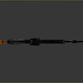3D Rendered Pixel Style Weapons Three Different Types With Black Gray Orange On Gray Background