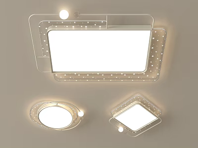 Modern Design Ceiling Lights With Transparent Frame Dotted Decoration And Rectangular Circular Square Illuminated Panels 3d model
