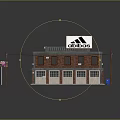 Adidas Two Story Store Building Model With Solar Panel Brick Exterior And Windows