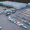 Hardware Tools Logistics Warehouse with Storage Shelves and Transport Vehicles 3d model