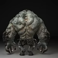 Game Movie Character Giant Horned Fantasy Creature With Muscular Build Rough Skin And Fierce Expression