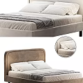 Modern Double Bed With Soft Velvet Headboard White Pillows And Comfortable Bedding Design