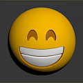 Yellow 3D Smiley Emoji With Happy Face Curved Eyes And Wide Smile