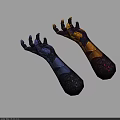 Ancient Themed Armored Gauntlets Featuring Intricate Texture And Dual Colorful Patterns
