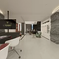 Modern Public Office Space With Open Layout Desk Chairs Sofa And Marble Walls
