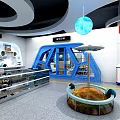 Aerospace Themed Cultural Center With Rocket Models And Tech Displays