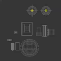 Modern Decorative Ornament Set With Marble Tray Wooden Box And Metal Geometric Accents