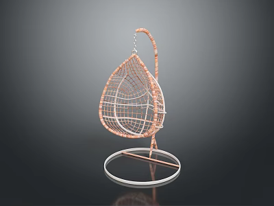 Modern Copper Hanging Swing Chair With Woven Net And Circular Base 3d model