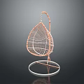 Modern Copper Hanging Swing Chair With Woven Net And Circular Base