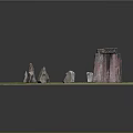 Ancient Stonehenge Model Display With Circular Stone Arrangement And Grass Base