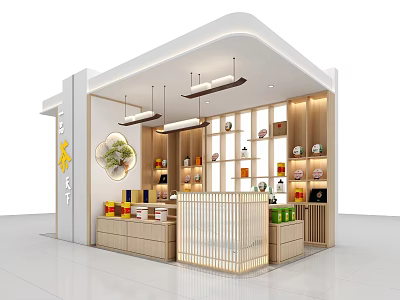 tea shop tea stall selling tea area tea exhibition hall 3d model