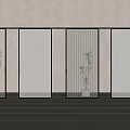 Modern Interior Sliding Doors With Frosted Glass And Vertical Striped Panels
