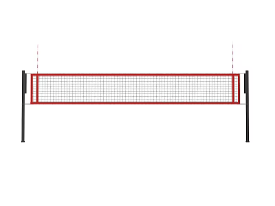 Professional Badminton Net With Red Mesh And Black Support Poles For Sports 3d model